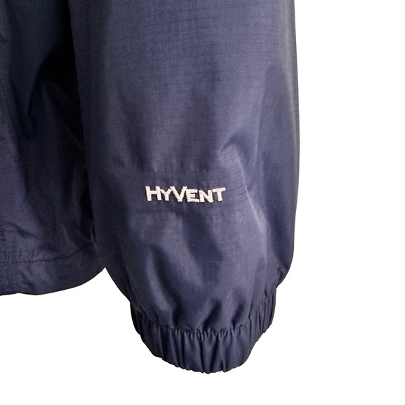 The North Face Men's Navy Blue HyVent Hooded Jacket Large Waterproof Hiking EUC - Picture 3 of 11
